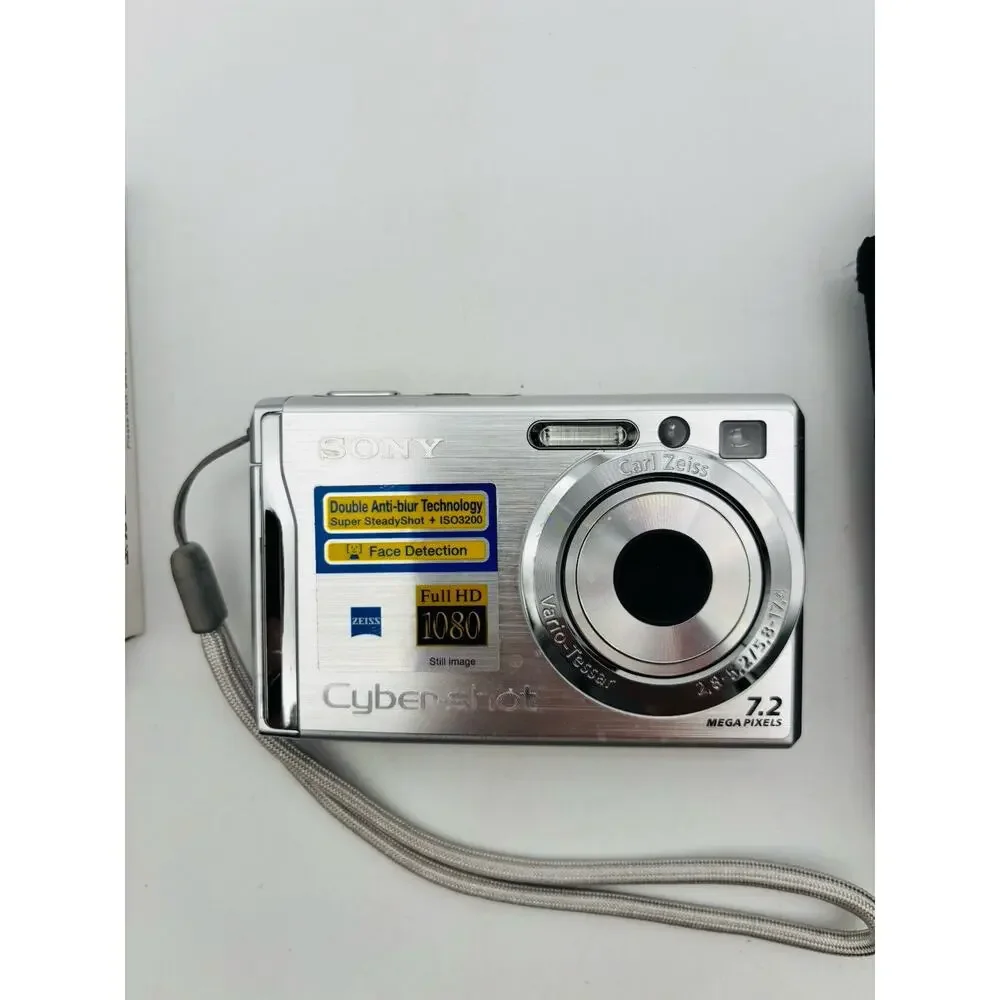 Sony Cyber-shot DSC-W80 Digital Camera Silver 7.2MP Tested Works W/ Charger